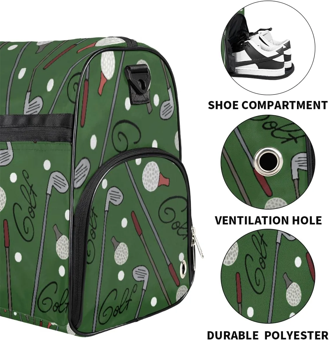 Personalized Golf Sport Sport Gym Bag for Boys Men, Custom Name Travel Duffle Bag with Shoes Compartment Swimming Overnight Weekender Duffel Bag Sport Golf Ball