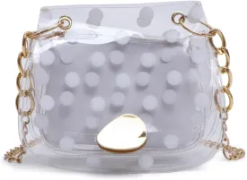 Polka Dot Purse Clear PVC Retro Crossbody Jelly Bag with Chain Mini Shoulder Handbag for Women Casual Daily Travel Use