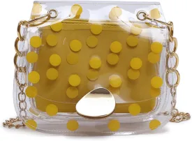 Polka Dot Purse Clear PVC Retro Crossbody Jelly Bag with Chain Mini Shoulder Handbag for Women Casual Daily Travel Use
