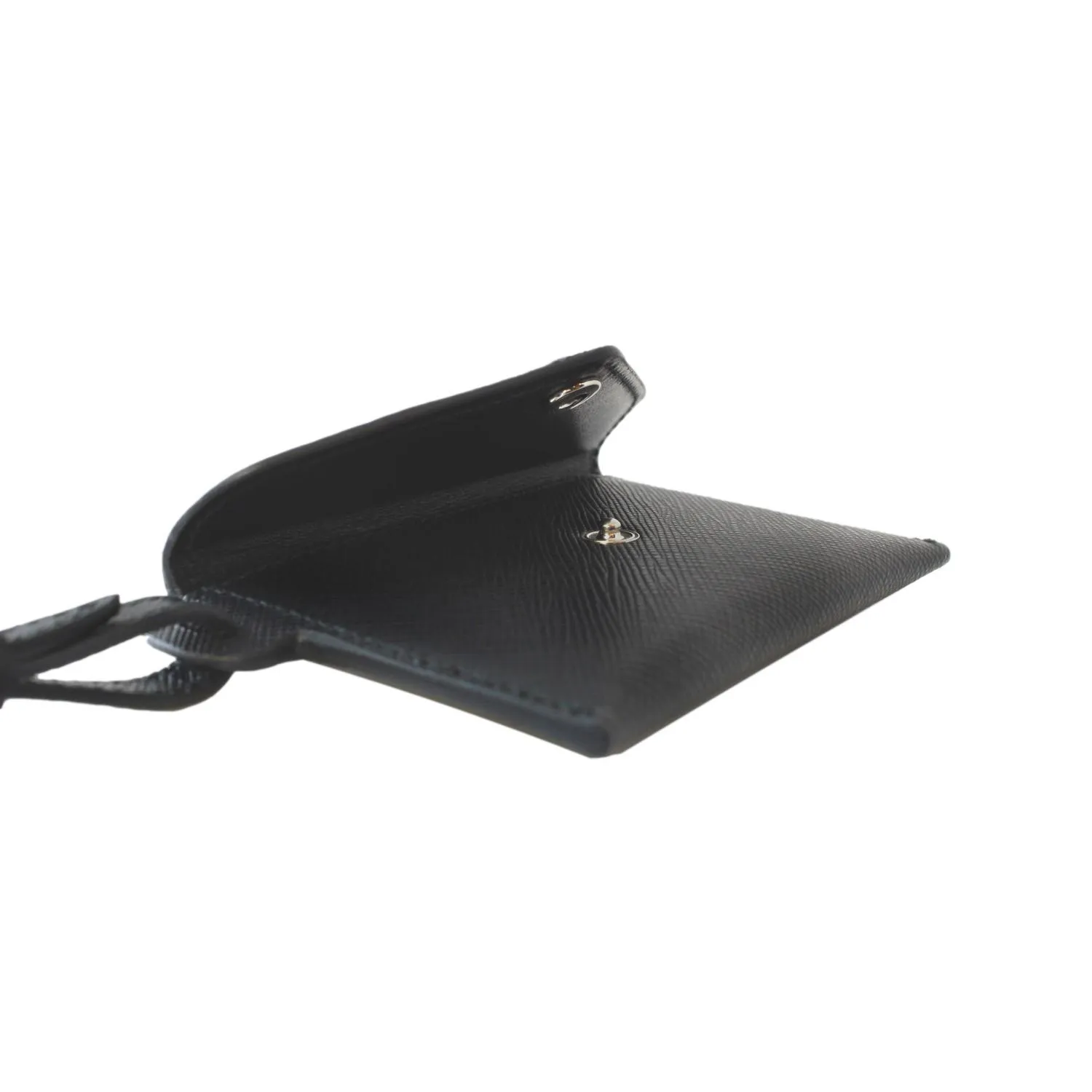 Prada Black Saffiano Leather Envelope Luggage Tag Keychain 1EN022