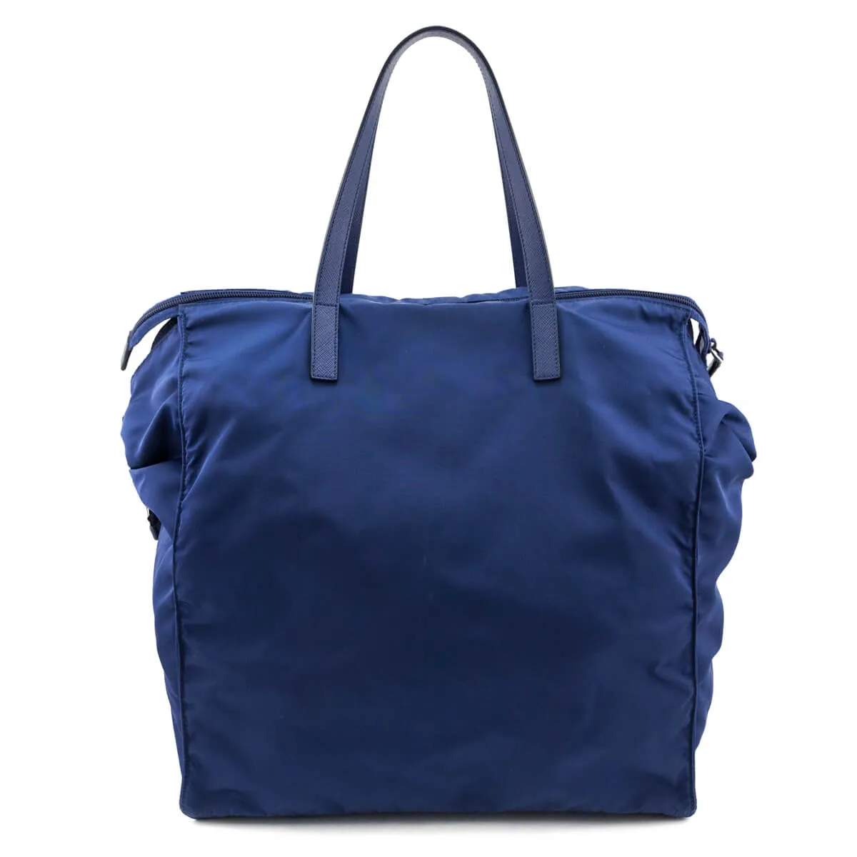 Prada Blue Tessuto Saffiano Trim Tote Bag