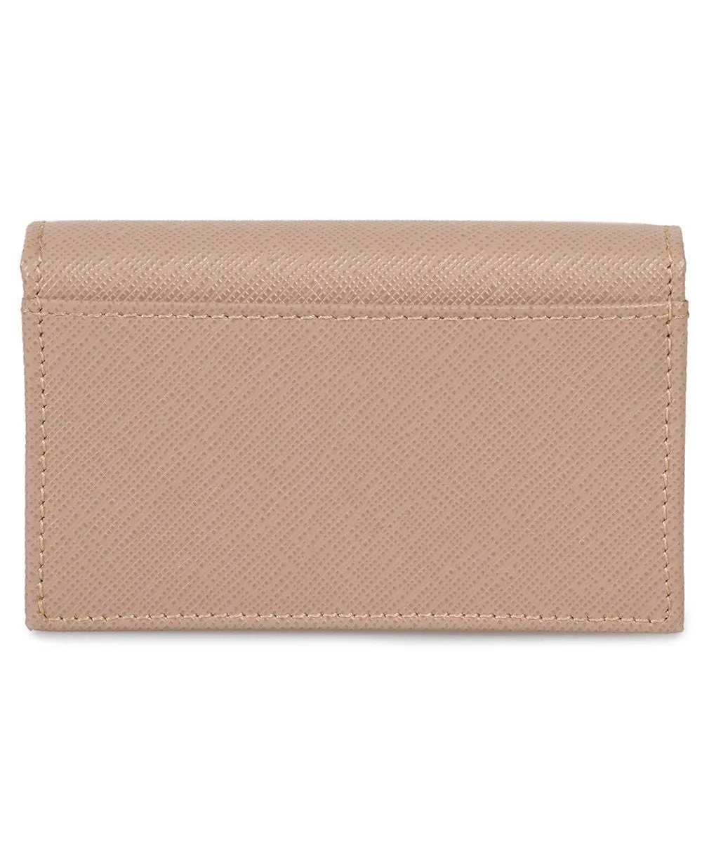Prada Cammeo Beige Saffiano Leather Credit Card Holder Wallet 1MC122