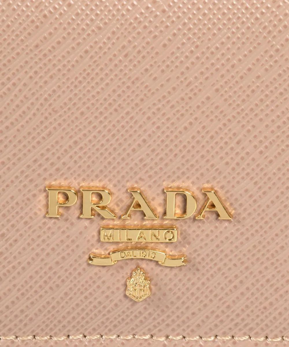 Prada Cammeo Beige Saffiano Leather Credit Card Holder Wallet 1MC122