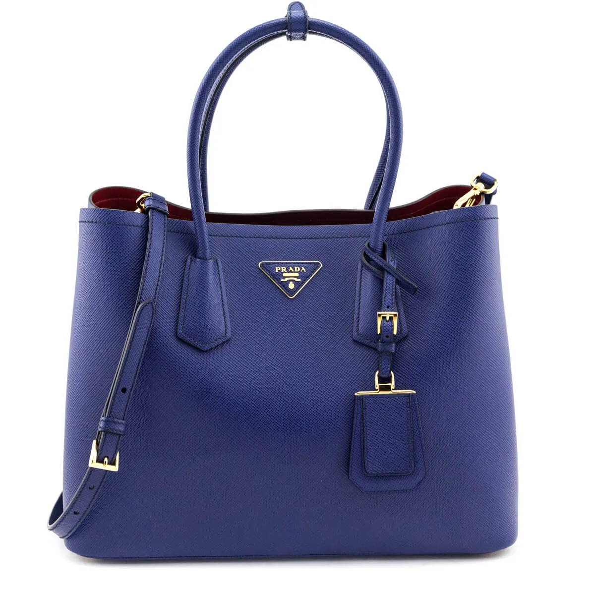 Prada Inchiostro Fuoco Saffiano Large Double Bag