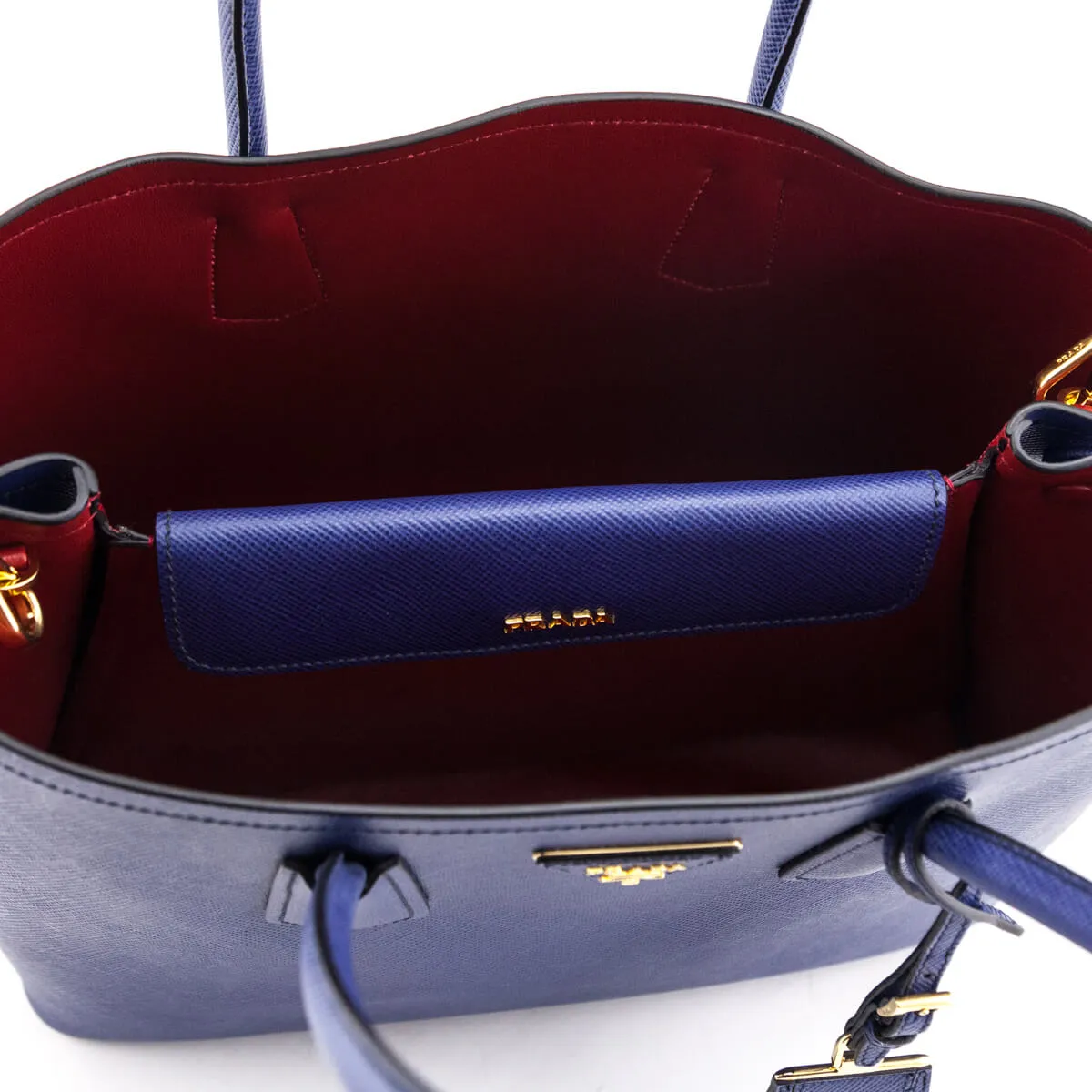 Prada Inchiostro Fuoco Saffiano Large Double Bag