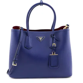 Prada Inchiostro Fuoco Saffiano Large Double Bag