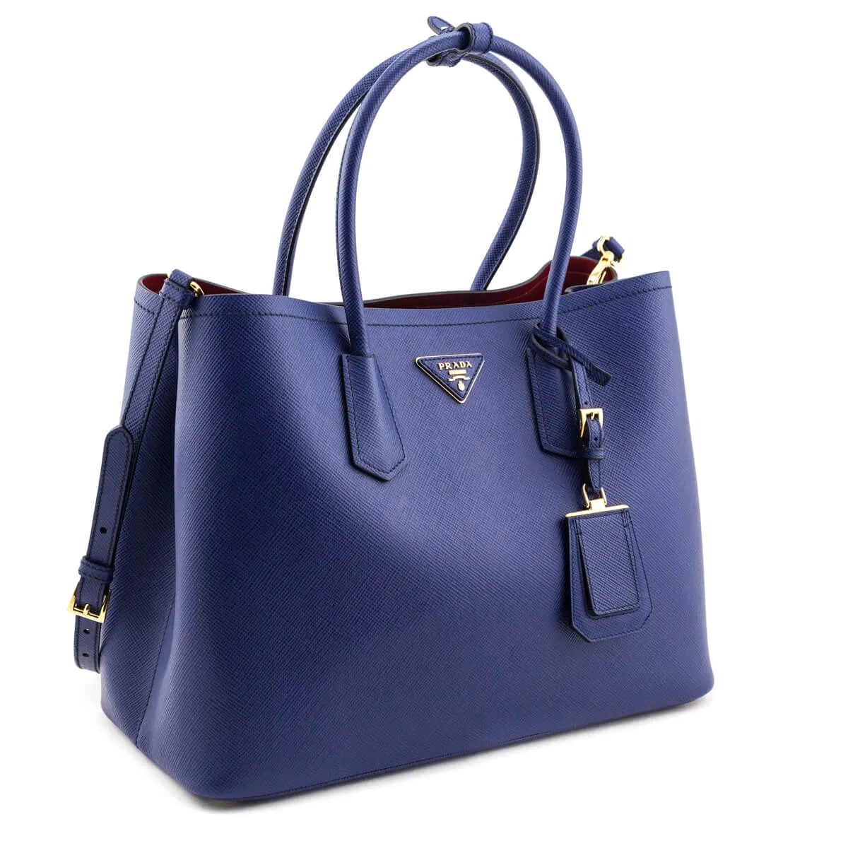 Prada Inchiostro Fuoco Saffiano Large Double Bag