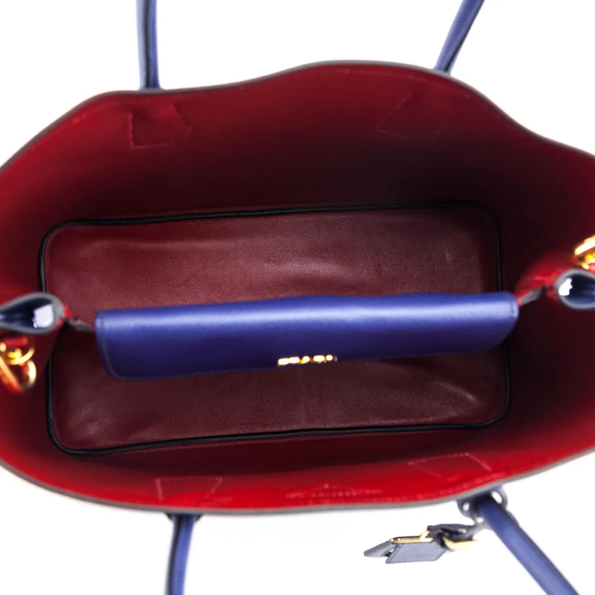 Prada Inchiostro Fuoco Saffiano Large Double Bag
