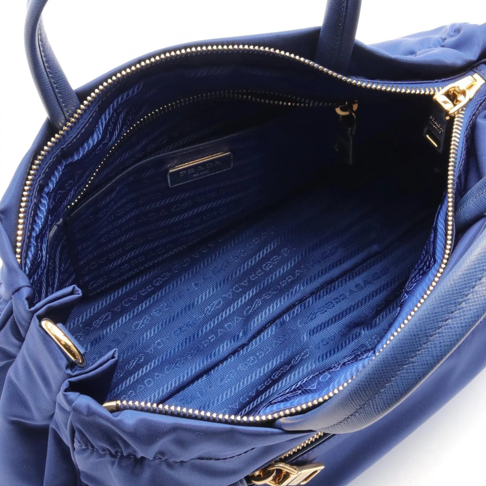 Prada Nylon Saffiano Leather Tote Bag