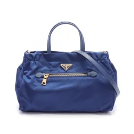 Prada Nylon Saffiano Leather Tote Bag