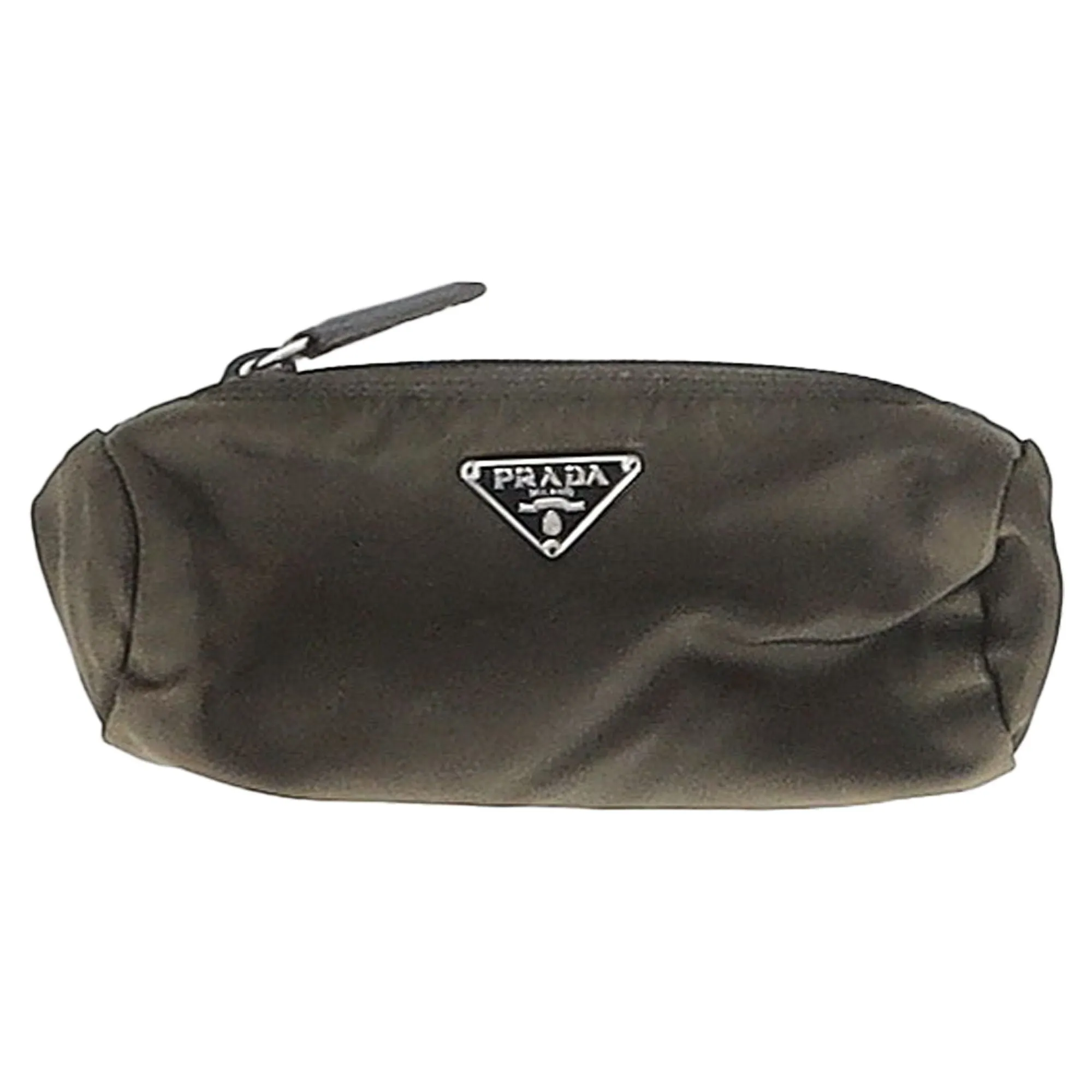 Prada Re-Nylon Triangle-Logo Pouch in Olive Green Nylon