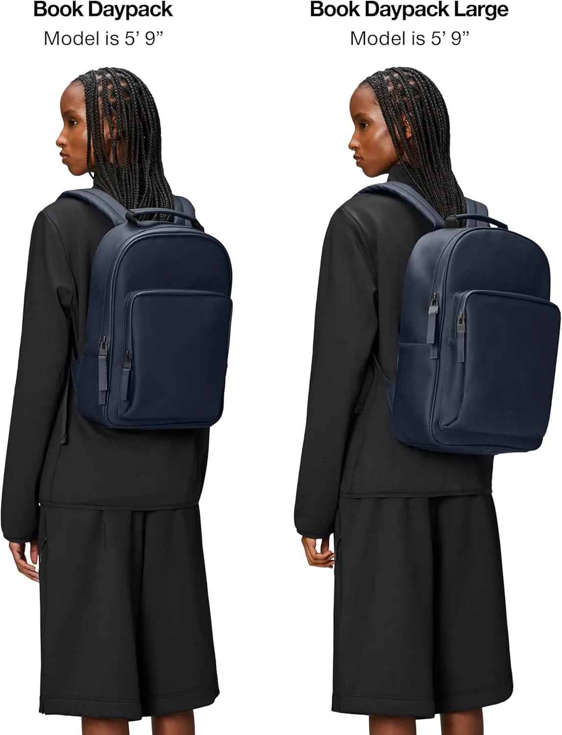 RAINS Large Book Daypack, Backpack, Laptop Bag, Waterproof, 2 Year Warranty, Navy