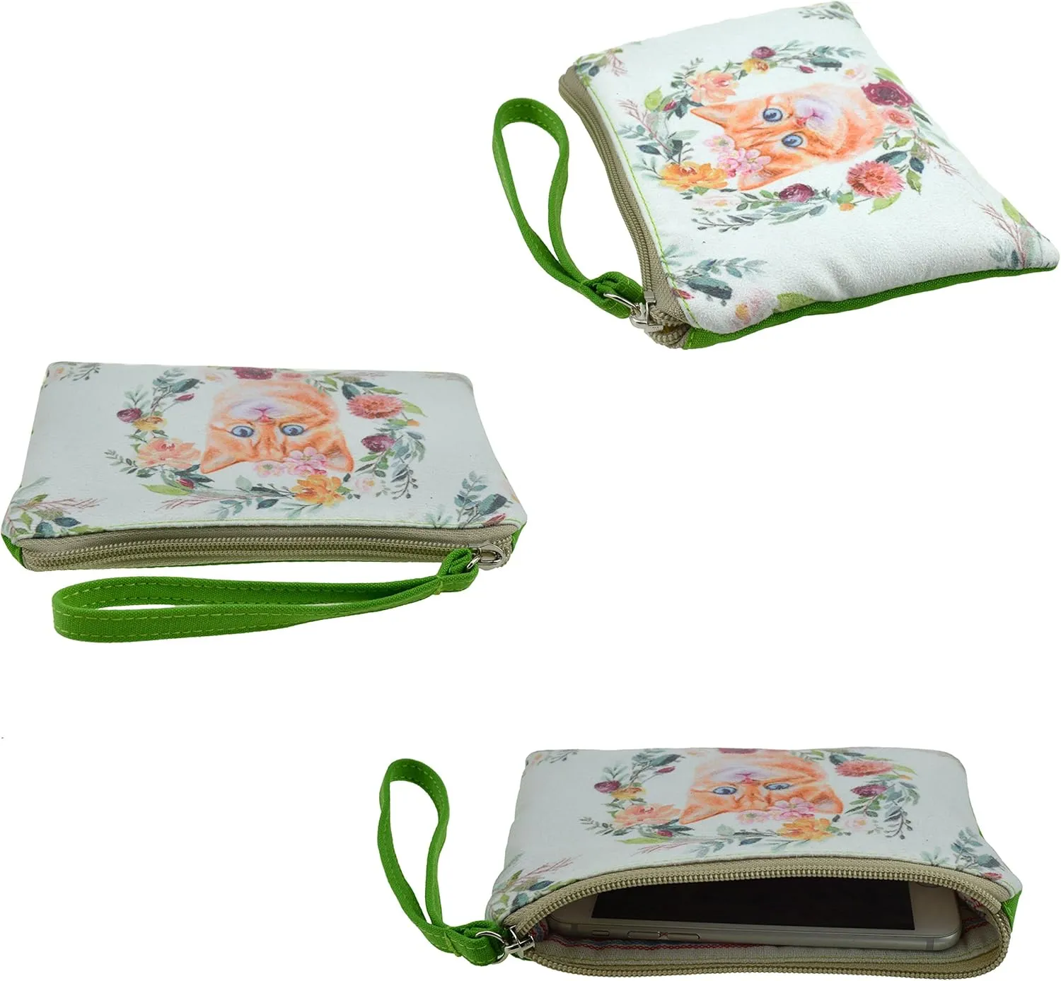 Rantanto Small Cute Cash Coin Purse, Canvas Change Purse, Kawaii Coin Pouch With Handle Christmas Gift For Women Teenager Girls (BG0008 Cat)