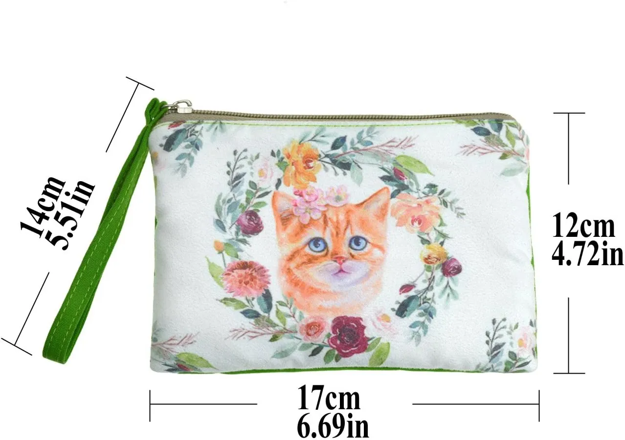 Rantanto Small Cute Cash Coin Purse, Canvas Change Purse, Kawaii Coin Pouch With Handle Christmas Gift For Women Teenager Girls (BG0008 Cat)