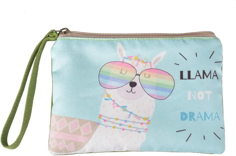 Rantanto Small Cute Cash Coin Purse, Canvas Change Purse, Kawaii Coin Pouch With Handle Christmas Gift For Women Teenager Girls (BG0014 Llama With Glasses)