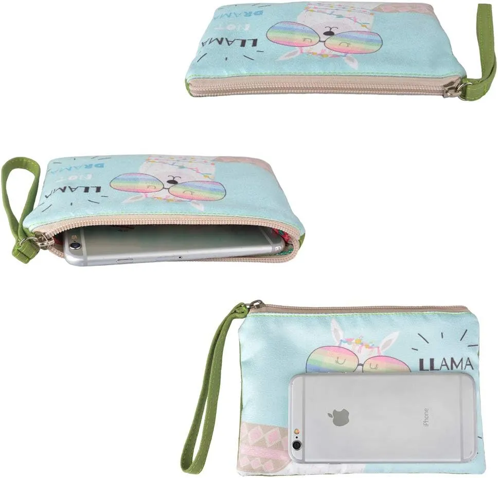 Rantanto Small Cute Cash Coin Purse, Canvas Change Purse, Kawaii Coin Pouch With Handle Christmas Gift For Women Teenager Girls (BG0014 Llama With Glasses)