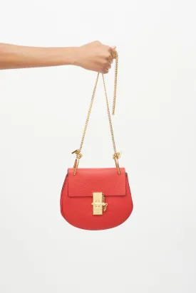 Red Leather Mini Drew Crossbody Bag