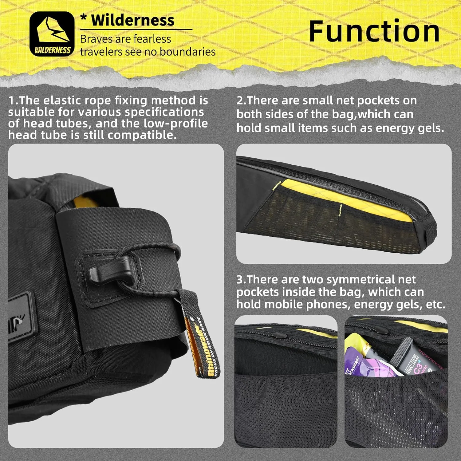 Rhinowalk Bike Top Tube Bag Bike Frame Bag Waterproof Bicycle Bag Professional Cycling Accessories for Mountain Road Bike