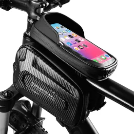ROCKBROS Top Tube Bike Bag, Waterproof Bike Frame Bag, 1.3L Capacity Bike Phone Bag with Sun-Visor, TPU Sensitive Touch Screen Bicycle Phone Bag for Cell Phone Below 7.44.2