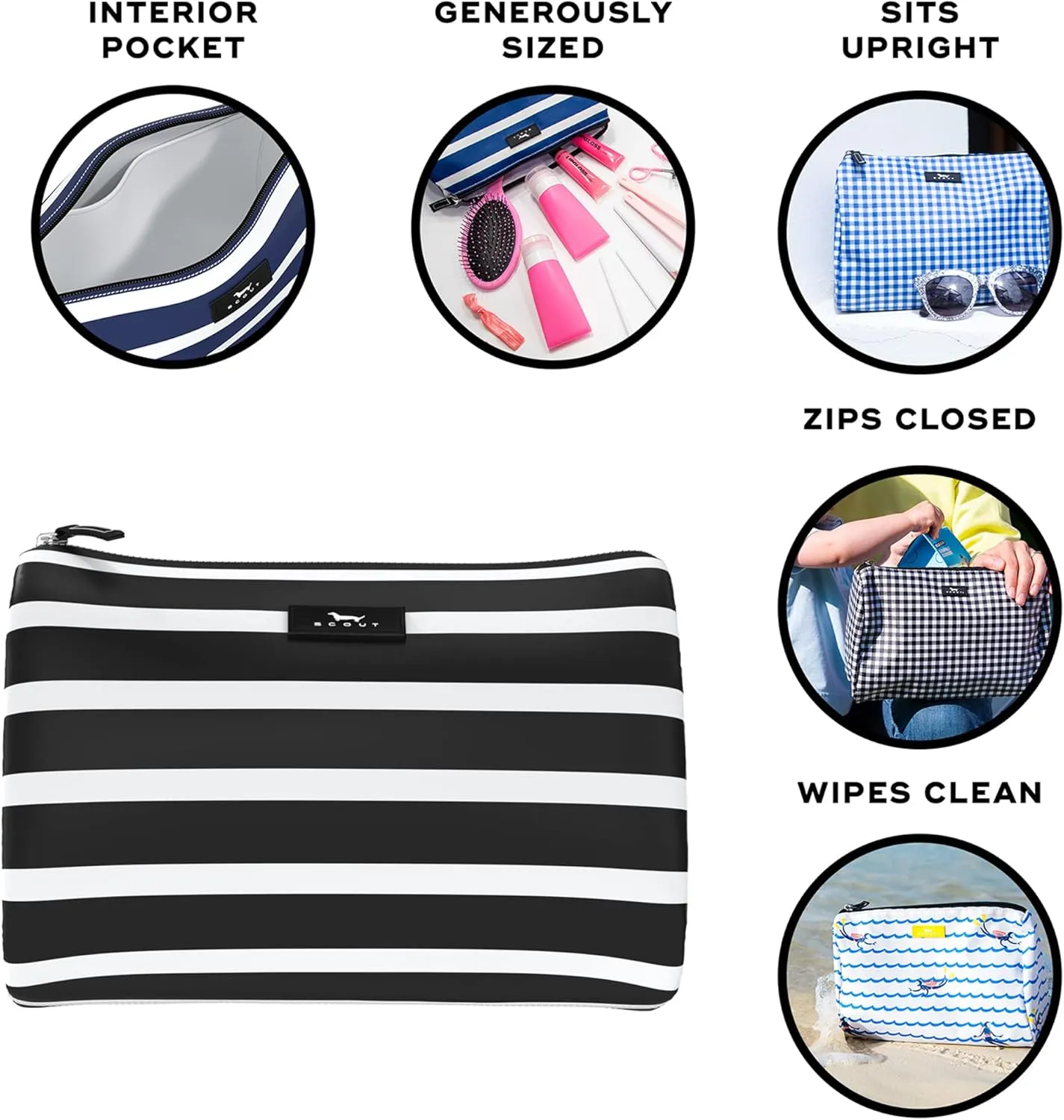 SCOUT Packin' Heat - Large, Water-Resistant, Zip Close Makeup Bag for Women- Toiletry Travel Bag - Cosmetic Bag, Black