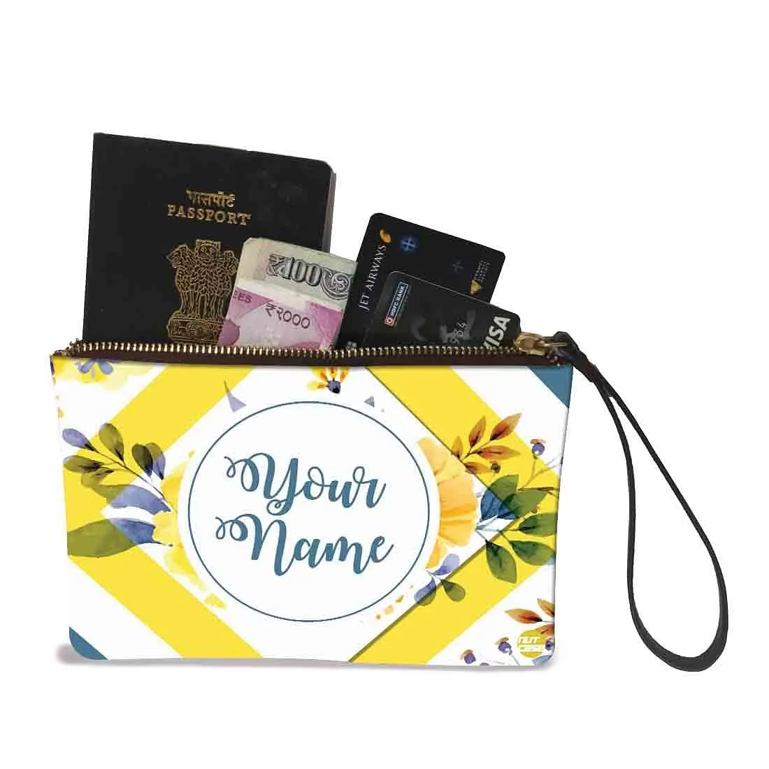 Small Bracelet Pouch - Yellow White Design