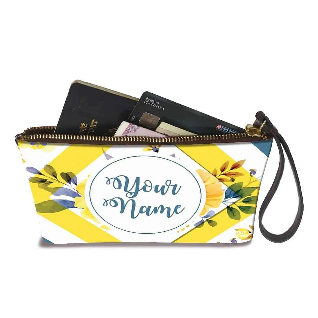 Small Bracelet Pouch - Yellow White Design