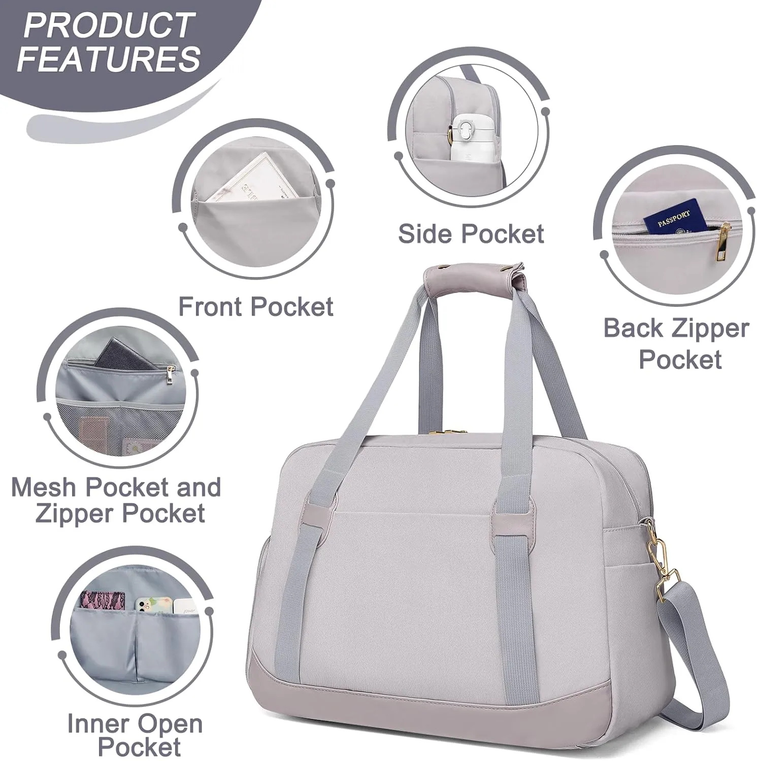 Sports Gym Bag for Women, Travel Duffle Bag with Shoe Compartment & Wet Pocket, Fitness Yoga Bag Weekender Overnight Bag Small