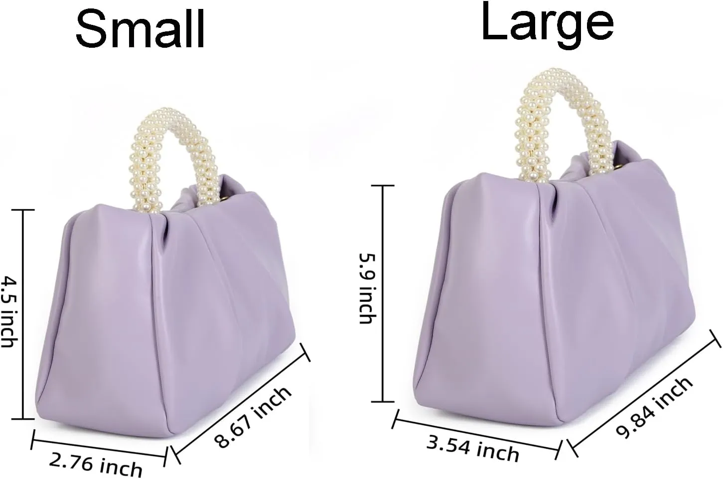Valleycomfy Evening Clutch Pearl Purses for Women Ladies Soft Leather Ruched Crossbody Bags Shoulder Bag for Party Wedding