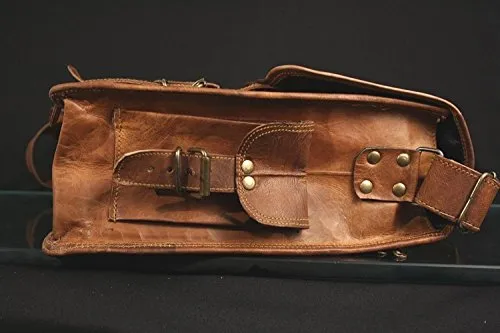 Vintage Handmade Leather Messenger Bag For Laptop Briefcase Satchel Bag (18 Inch)