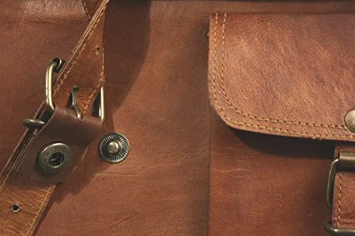 Vintage Handmade Leather Messenger Bag For Laptop Briefcase Satchel Bag (18 Inch)