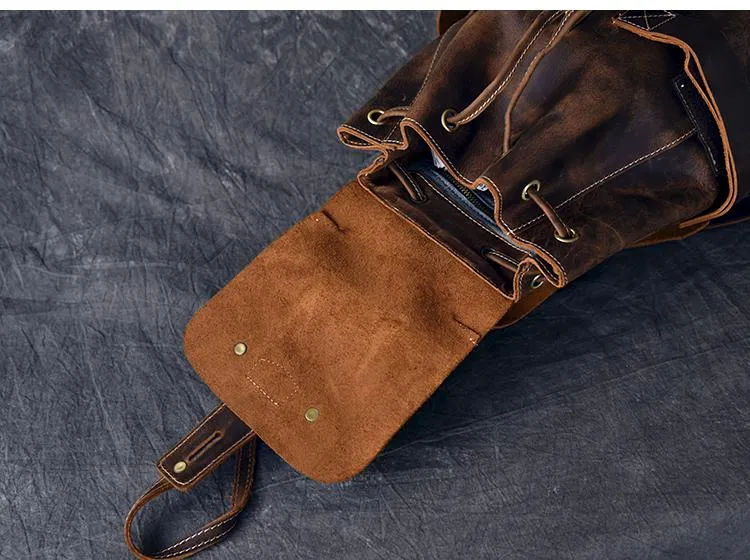 Vintage Leather Travel Backpack Rucksack