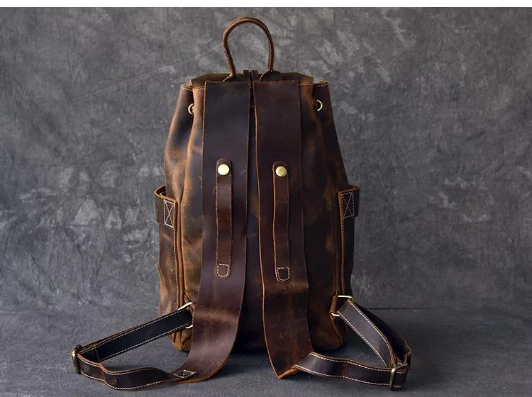 Vintage Leather Travel Backpack Rucksack