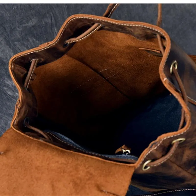Vintage Leather Travel Backpack Rucksack
