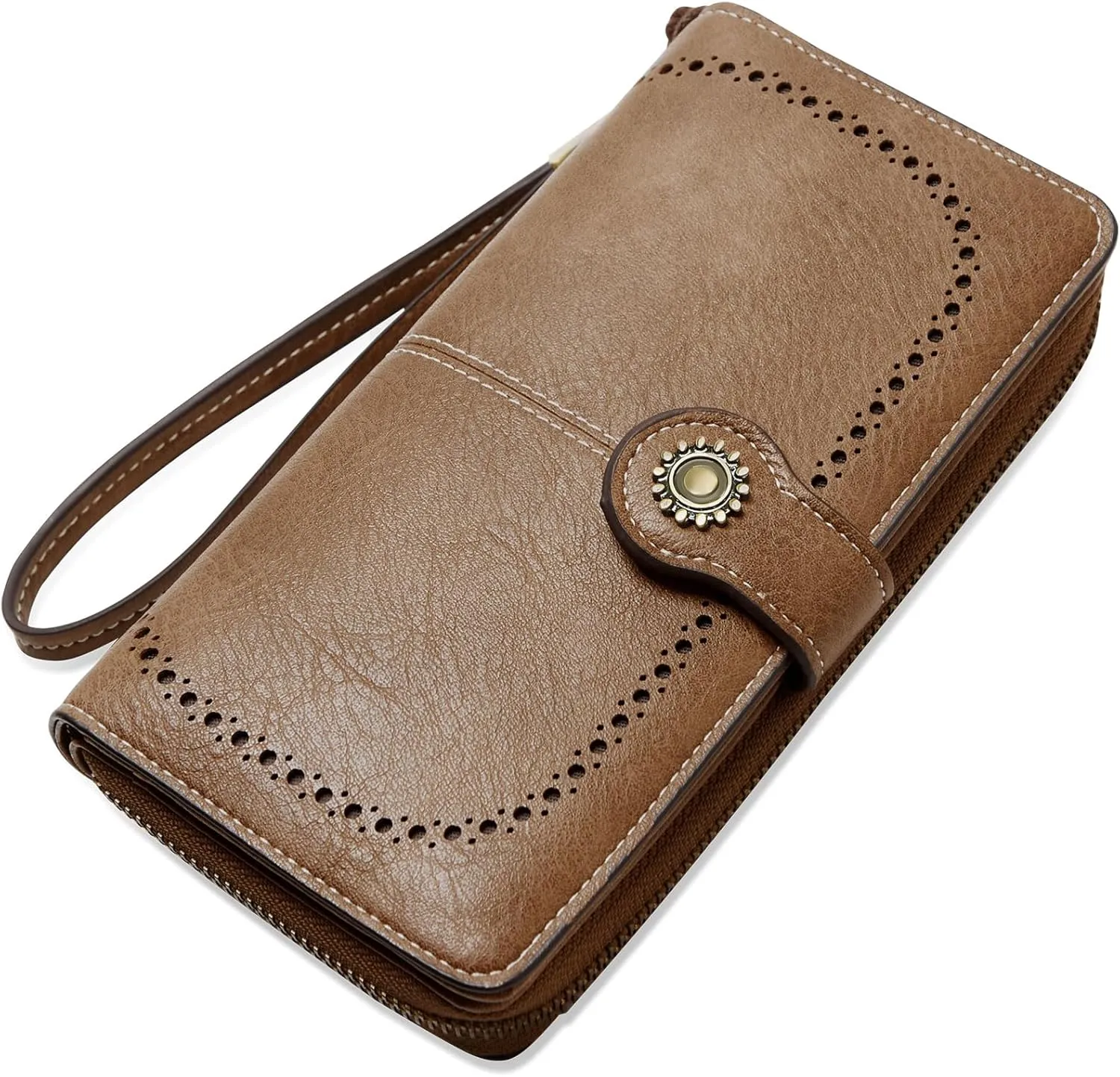 Wallet for Women RFID Blocking Leather Large Capacity Card Holder Ladies Phone Clutch Travel Long Purse Wristlet