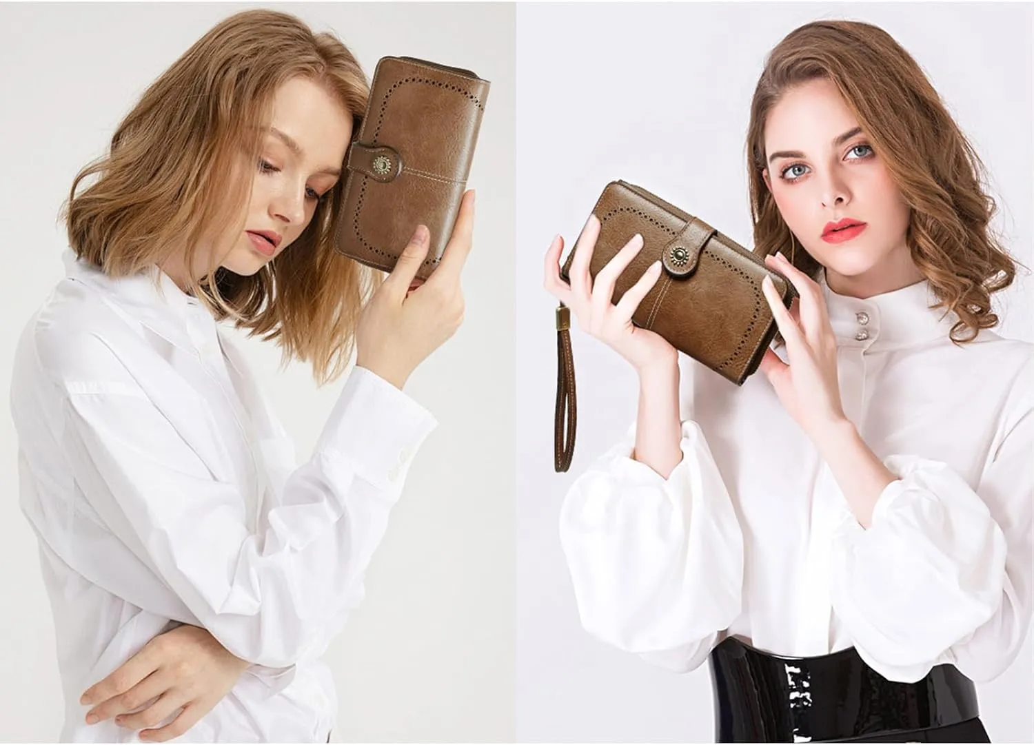 Wallet for Women RFID Blocking Leather Large Capacity Card Holder Ladies Phone Clutch Travel Long Purse Wristlet
