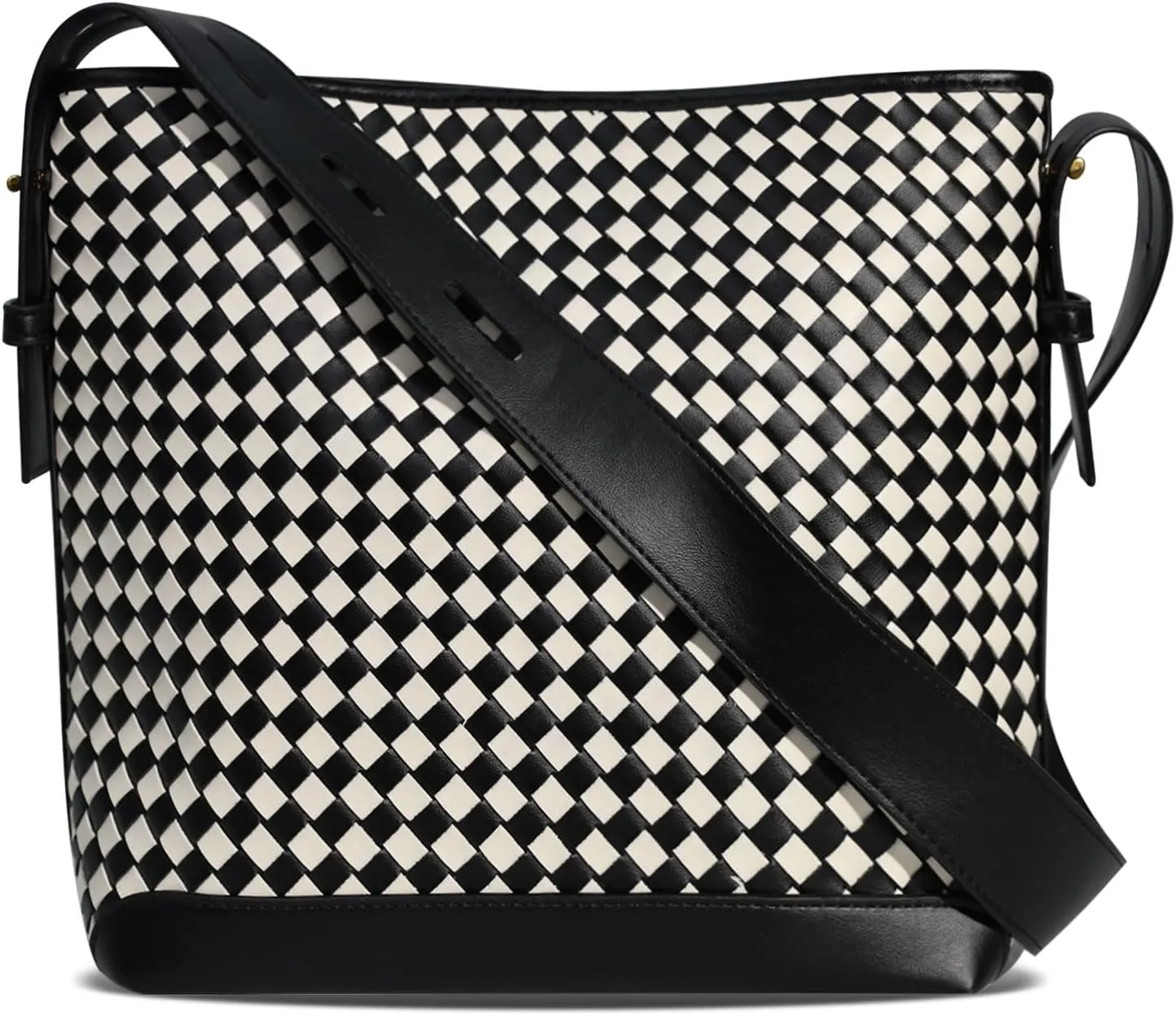Woven Shoulder Bag For Women Vegan Leather Bucket Bag Large Capacity Tote Bag Trendy Hobo Handbag Purse